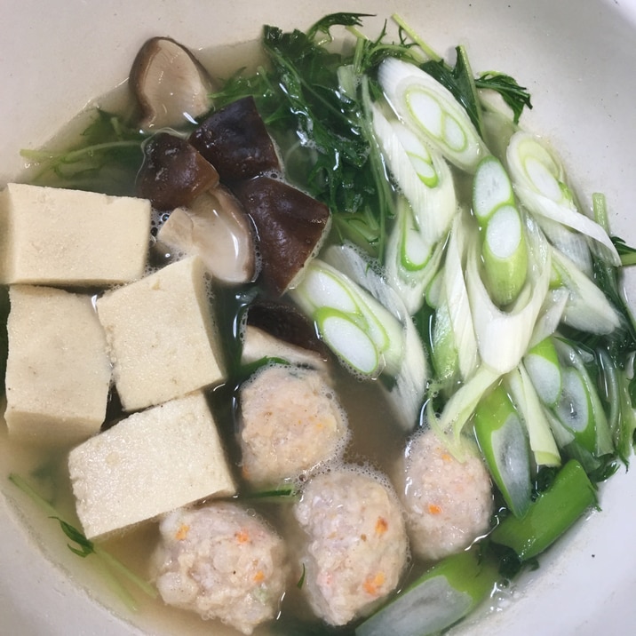 豆腐鳥つくねと水菜の鍋